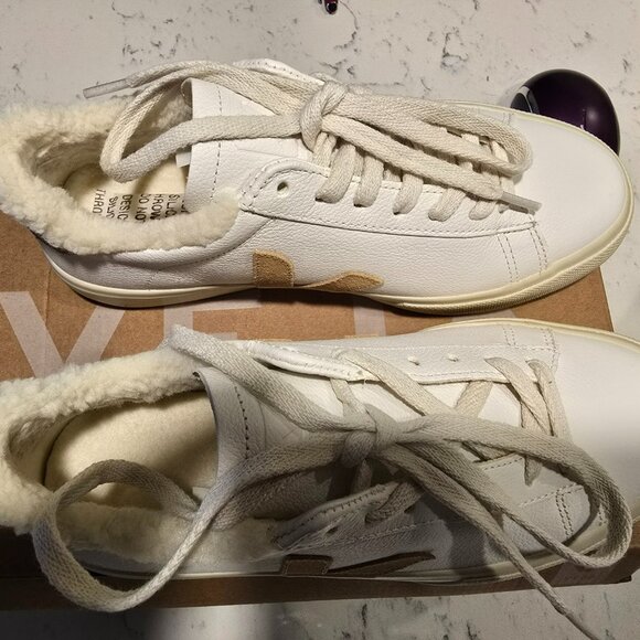 VEJA Campo Chromefree Leather Extra White Desert Winter Edition FLEECE SIZE 7 - Picture 4 of 14